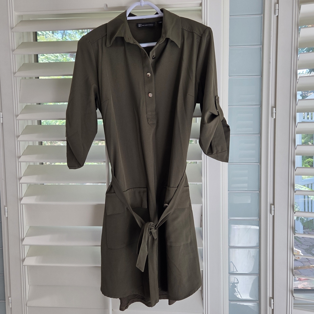 New York & Company Olive Midi Dress Med